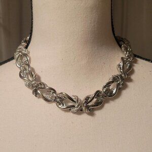 Vintage Anne Klein Silver-Tone Chunky Knot-Link Choker Necklace - GORGEOUS Rare